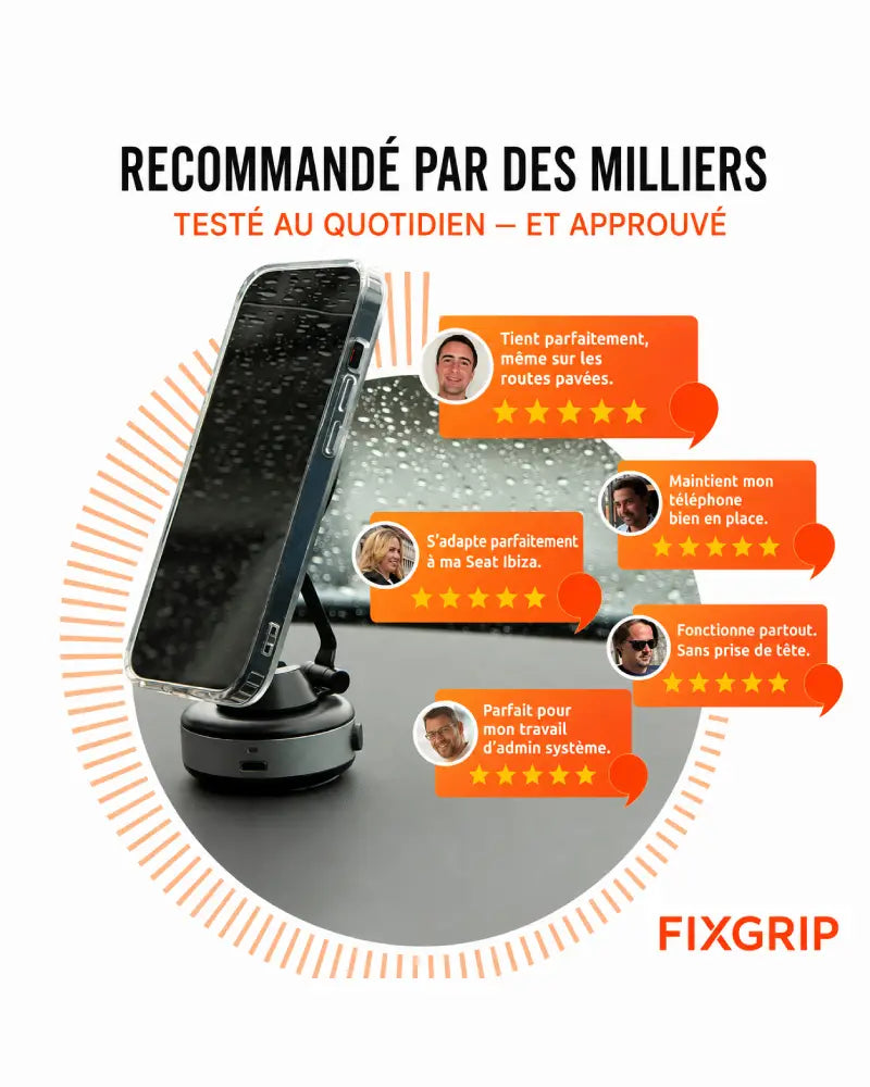 FixiGrip™ – Support téléphone à ventouse forte